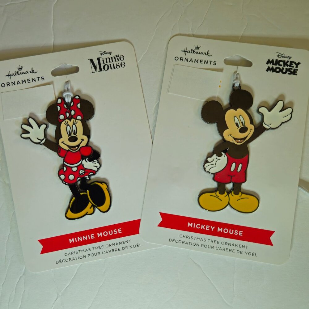 Hallmark Mickey & Minnie Mouse Metal Ornaments Set NWT
